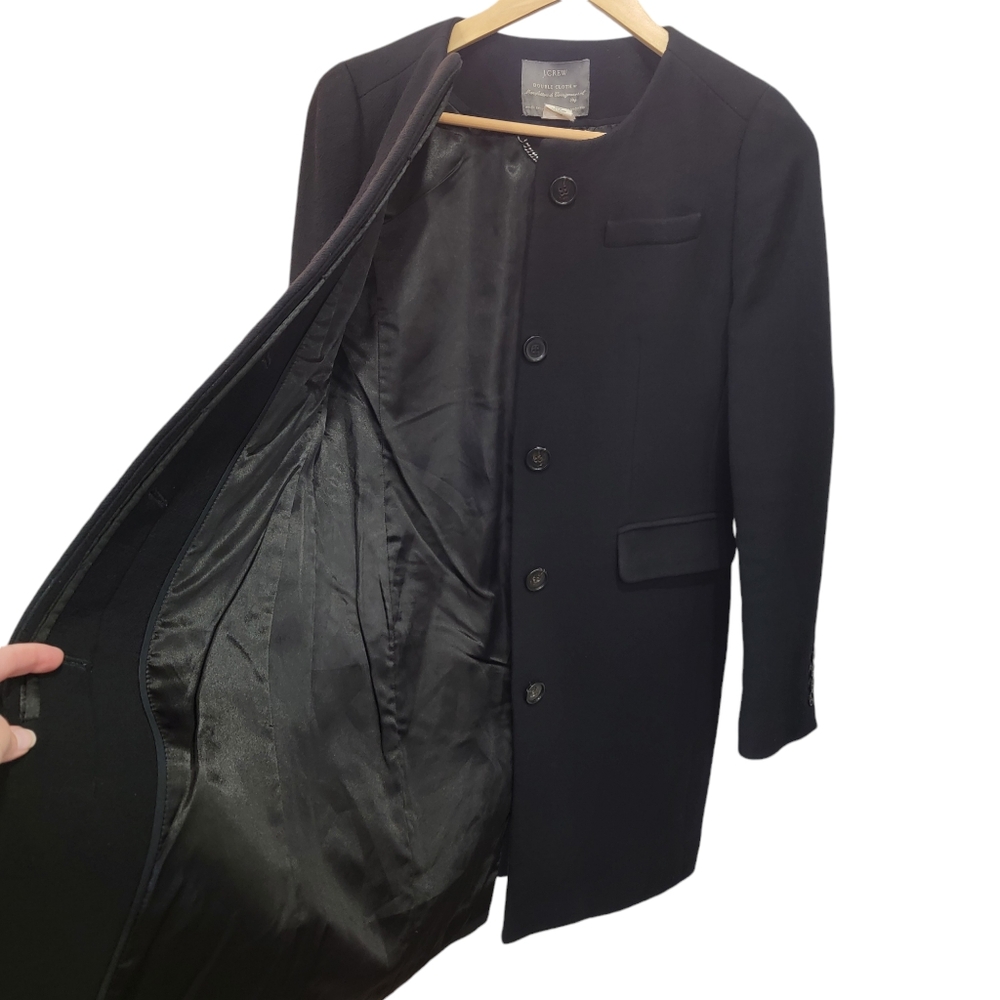 J.Crew Lady’s Symphony Top Coat Black Italian Double-Cloth Wool Blend Si… - Picture 3 of 16